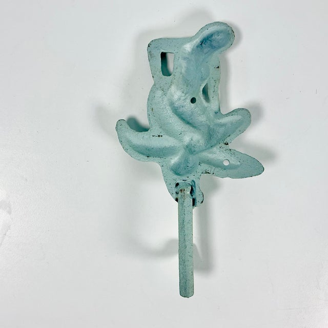 Verdigris 1970s Vintage Coastal Nautical Cast Iron Verdigris Mermaid Wall Hook. For Sale - Image 8 of 9