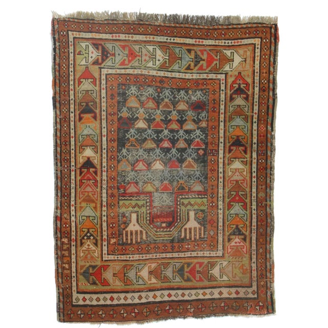 Antique Russian Hand Knotted Wool Rug - 3′ × 4′1″ For Sale