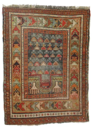 Antique Russian Hand Knotted Wool Rug - 3′ × 4′1″