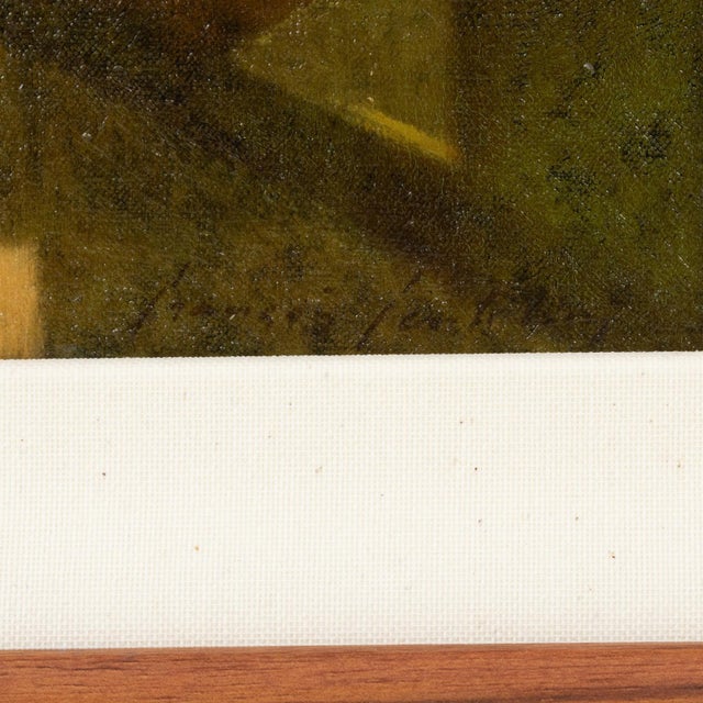 Abstract Abstract Chiaroscuro Landscape, Oil on Canvas Painting by Francois Gentilini, 1976 For Sale - Image 3 of 15