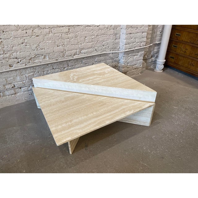 1970s Up and Up Travertine Coffee Table - Set of 2 | Chairish