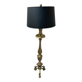 e.f. Chapman Vintage Solid Brass Hollywood Regency Floor Lamp With Shade For Sale