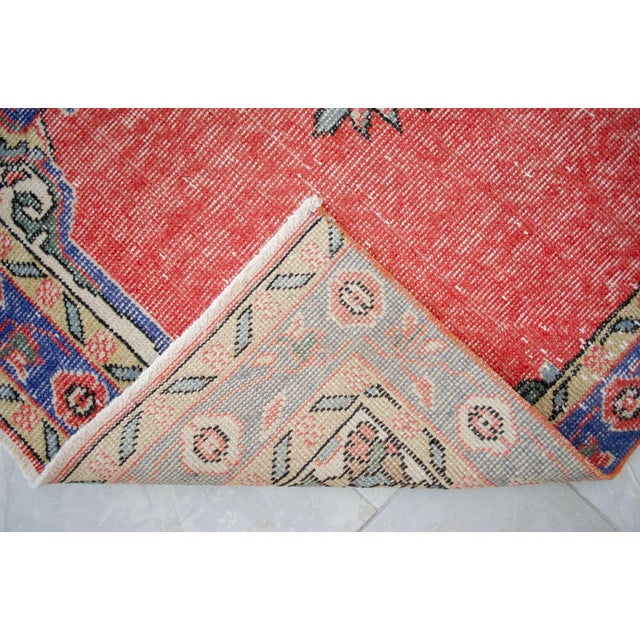 Traditional Ottoman Design Distressed Oushak Runner Rug Faded Colors Low Pile - 3'3″ X 12' For Sale - Image 14 of 15