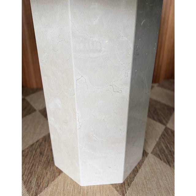 Late 20th Century Late 20th Century Tall Vintage Cream Marble Table For Sale - Image 5 of 7