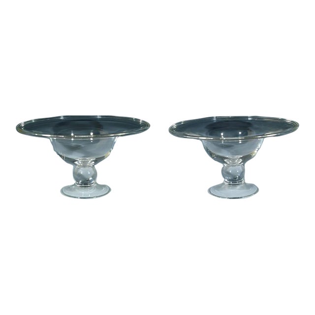 American Steuben Glass Footed Compotes - A Pair For Sale