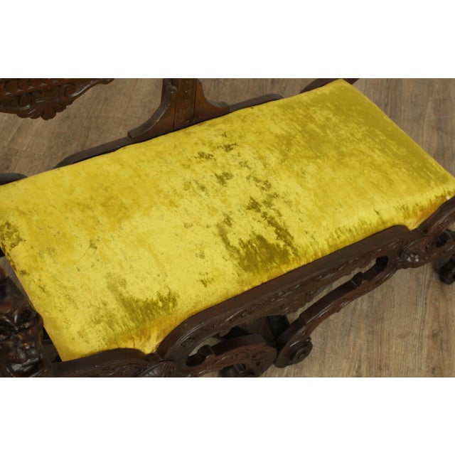 Italian Renaissance Style Antique Carved Double Back Settee For Sale - Image 9 of 13