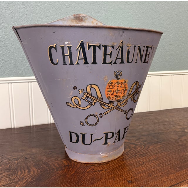 1900 - 1909 Antique French Zinc Grape Hod Wine Cellar Harvest Bucket Basket Planter C. 1900 For Sale - Image 5 of 18