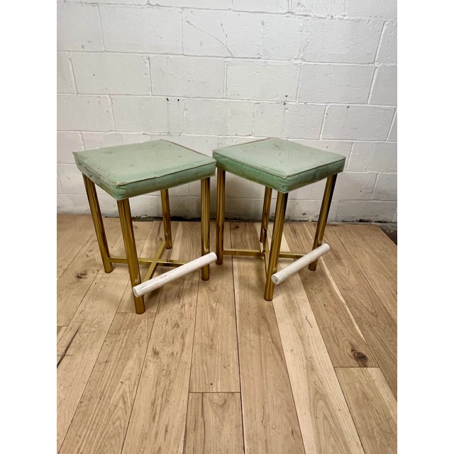 Hollywood Regency Brass Stools, Vintage Seating, United States, 1970s For Sale - Image 11 of 11