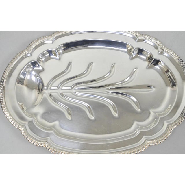 Mid 20th Century Vintage English Regency Silver Plated Meat Cutlery Serving Platter Tray by Lb For Sale - Image 5 of 13