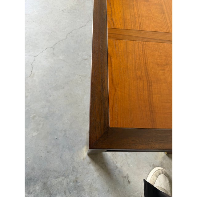 Wood Hollywood Regency Michael Taylor for Baker Far East Collection Walnut Bench / Coffee Table With Brass Accents For Sale - Image 7 of 13