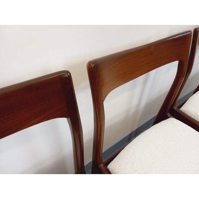 4 vintage Scandinavian chairs from the 60s, in the style of Danish designers Niels Otto Moller, in teak, beautiful curved...