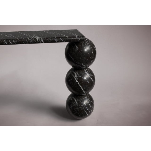 Olly Alexander Black Marble Console Table 70" For Sale - Image 4 of 5
