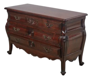 Louis XV Style Carved Mahogany Three Drawer Commode