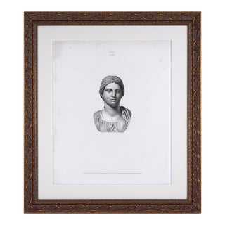 19th Century Neoclassical Antique English Engraving of Greco Roman Marble Bust For Sale