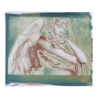 Vintage Monteverde Angel Sculpture Celadon & Sepia Photograph For Sale