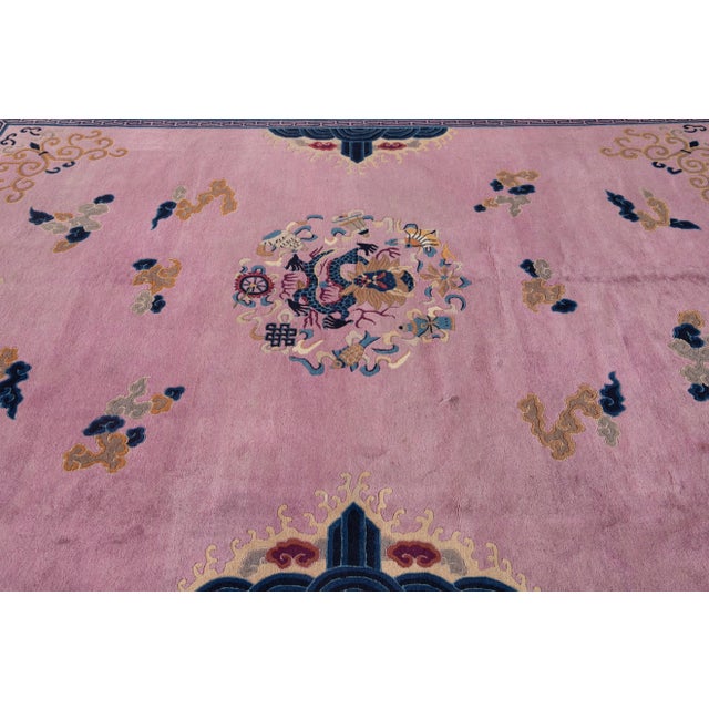 Purple Antique Beijing Dragon Handmade Wool Rug For Sale - Image 9 of 11