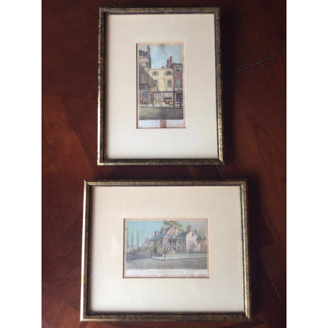Vintage Architectural Hand Colored Etchings - a Pair For Sale - Image 13 of 13