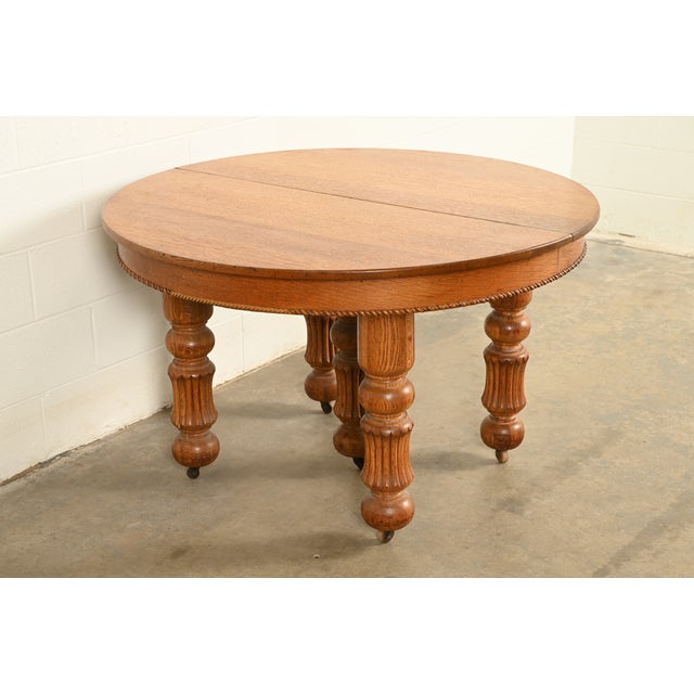 Victorian R. J. Horner Style Antique Victorian Carved Oak Extension Dining Table, Circa 1890s For Sale - Image 3 of 15