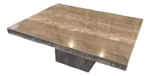 Italian Walnut Travertine Coffee Table
