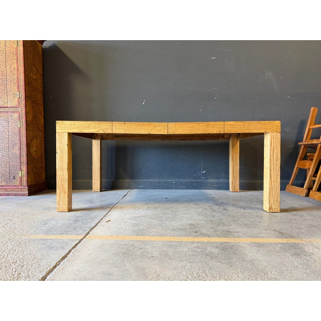 Ecru Vintage Postmodern Solid White Oak Parsons Dining Table For Sale - Image 8 of 12