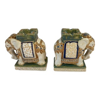 Vintage Ceramic Elephant Bookends - a Pair For Sale