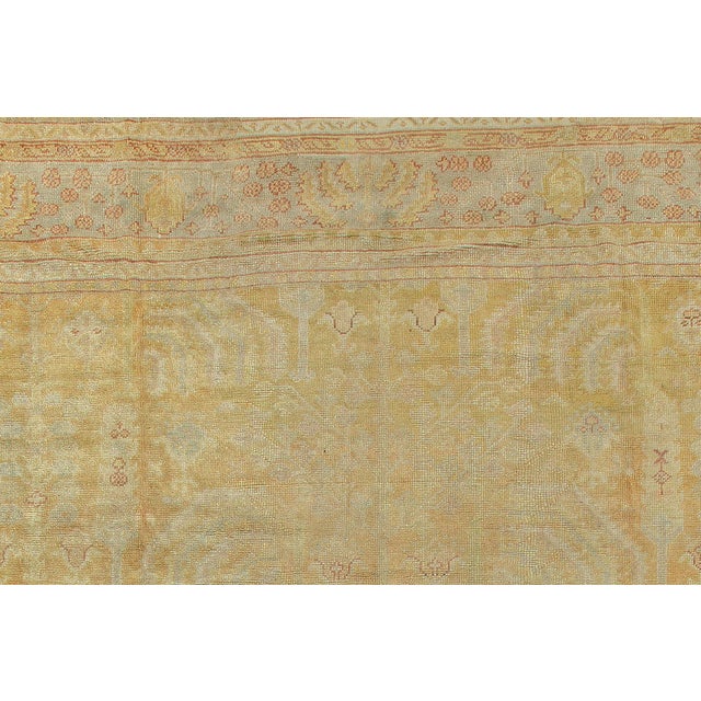Spectacular Pale Yellow Antique Oushak Rug For Sale - Image 4 of 6