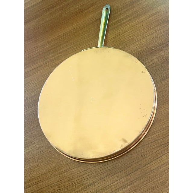 Vintage European Copper & Brass Crepe Pan For Sale - Image 4 of 10