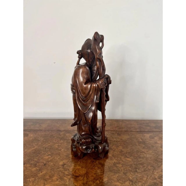 1900 - 1909 Large Chinese Carved Hardwood Figure, 1900s For Sale - Image 5 of 7