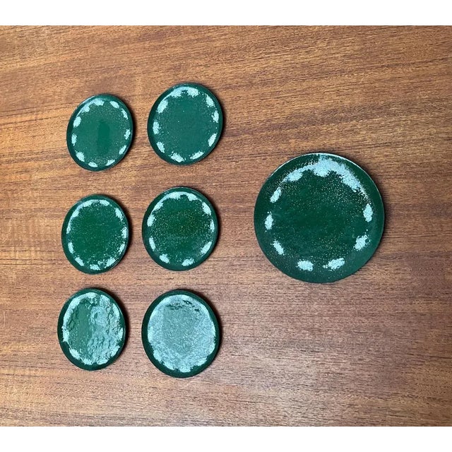 Mid-Century Metal Coaster Plates, 1960s, Set of 7 For Sale - Image 4 of 11