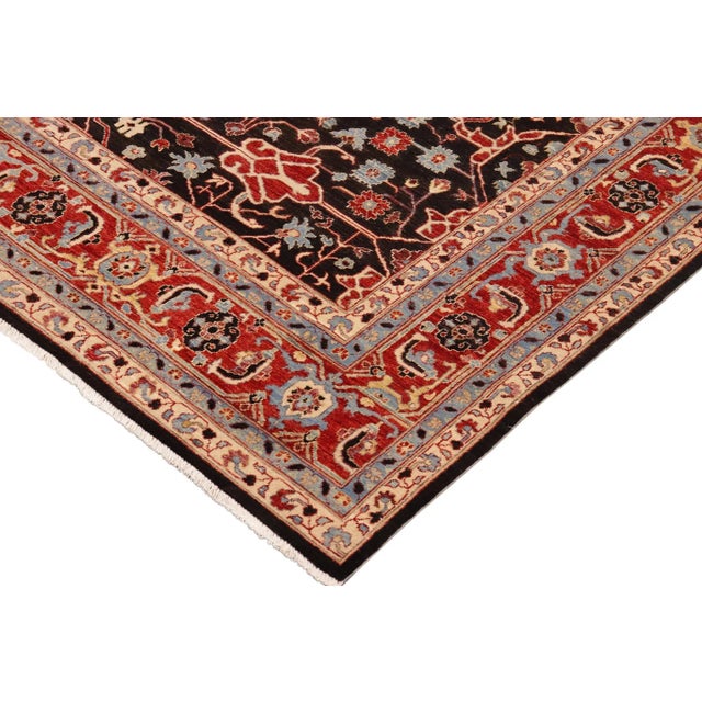 1990s 1990s Bohemien Ziegler Black Blue Hand-Knotted Wool Rug - 9'11'' X 13'8'' For Sale - Image 5 of 8