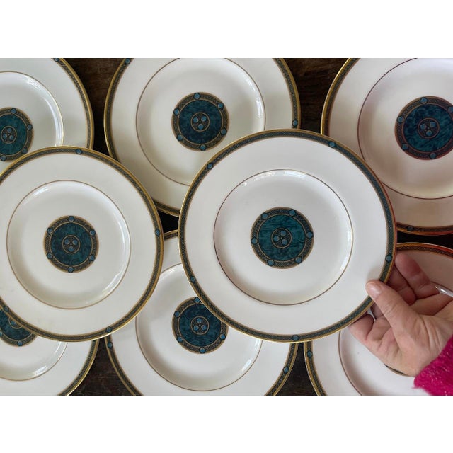 Early 21st Century Royal Doulton Green 8” Plates in Biltmore Pattern - Set of Eight (8) For Sale - Image 5 of 10