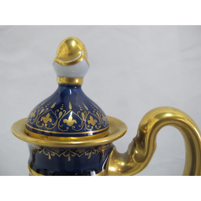 Ceramic 19th Art Nouveau Century Hans Heiling Karlsbad Gilt Hand Painted Castle Landscape Porcelain Coffee Pot For Sale - Image 7 of 13