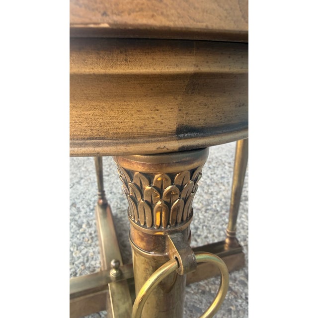 Attributed Mastercraft Neoclassical Burl Wood & Brass Accent Side Table For Sale - Image 11 of 15