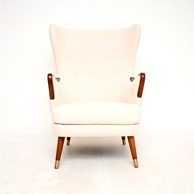 Mid-Century Modern Vintage Swedish Wing Back Armchair, 1950s For Sale - Image 3 of 9