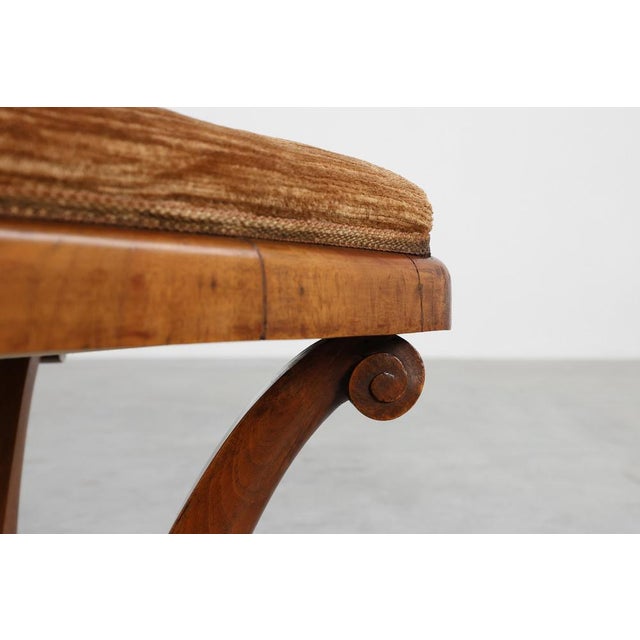 Art Deco Walnut Stool with Fabric, Italy, 1920s For Sale - Image 3 of 11