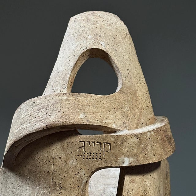 Vintage Slab Built Modernist Stoneware Candelabra Sculpture, Signed/Art Nouveau/Gaudi For Sale - Image 9 of 11