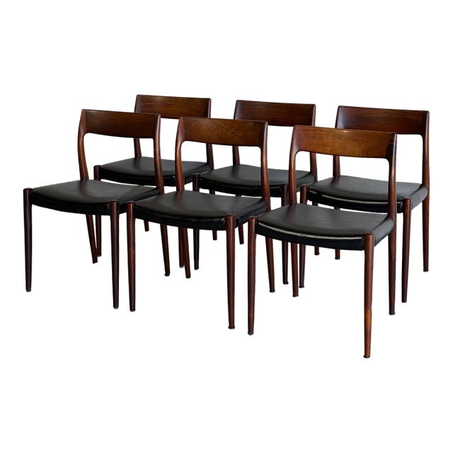 In Style of J.l. Møller Rosewood Dining Chairs Set of 6 Manufactured in Denmark Mid-Century Modern 1960s For Sale