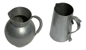 1930s Vintage Bw Buenlium Hammered Aluminum Pitchers - 2 Pieces