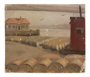 Harry Worthman "Barrels" Naturalistic Early Seascape Painting 1931