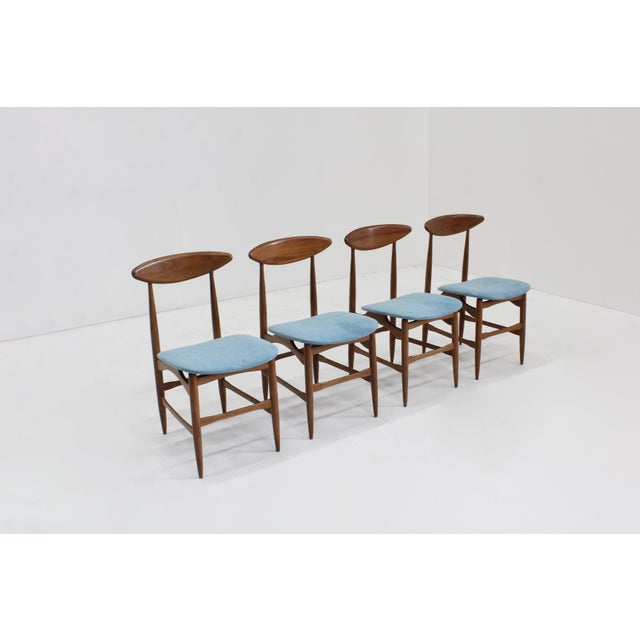 Blue Vintage Italian Dining Room Chairs, 1960s, Set of 4 For Sale - Image 8 of 11