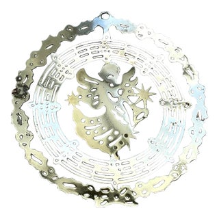Vintage Christmas Angel Ornament - Plated Brass - Christmas Fantasy For Sale