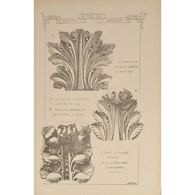 This is an antique set of 4 French sculptural and architectural engravings that date to 1887. They were published in Paris...