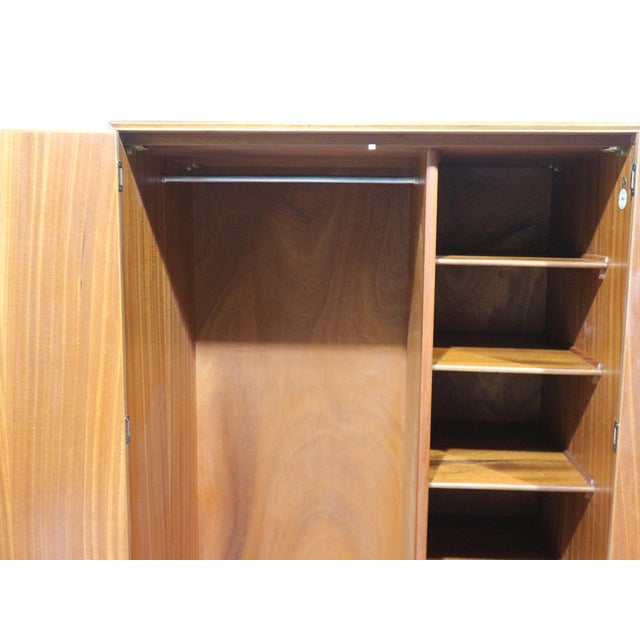 Wood Mid Century Modern Vintage Walnut Double Armoire Wardrobe by Alfred Cox For Sale - Image 7 of 10