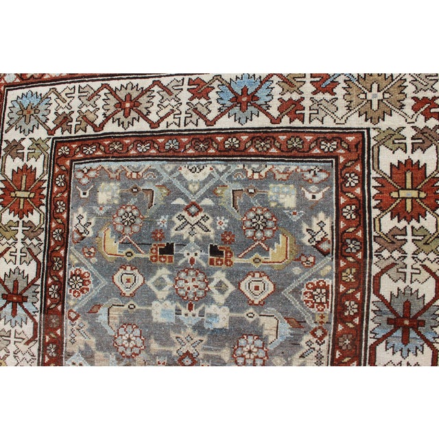 Textile Antique Persian Malayer Rug With All-Over Tribal Design in Gray Background 3'10 X 8'6 For Sale - Image 7 of 13