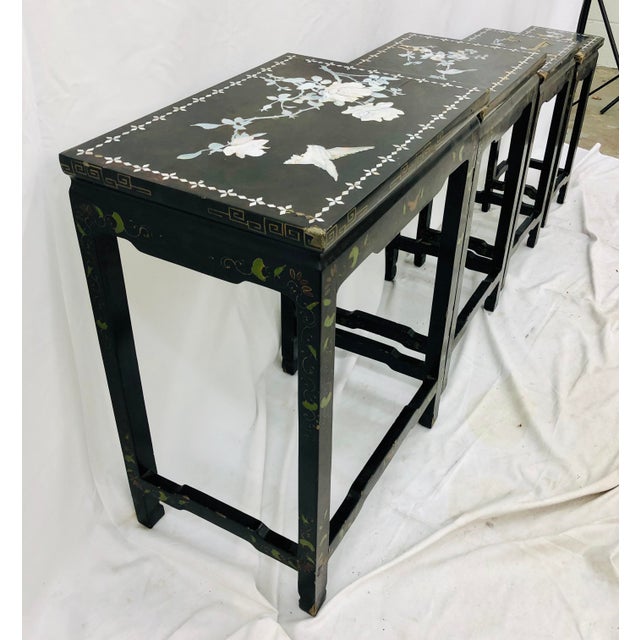 Antique Chinoiserie Painted Lacquerware Nesting Tables - Set of 4 ...