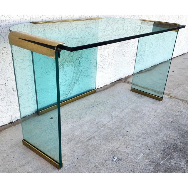 Dm 1970s Vintage Leon Rosen for Pace Glass and Brass Desk For Sale In Miami - Image 6 of 12
