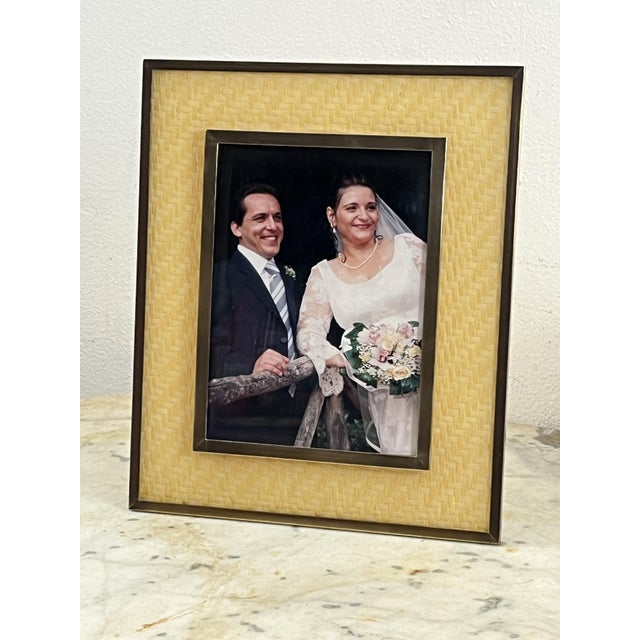 Large Mid-Century Italian Rattan and Brass Photo Holder, 1960s For Sale - Image 9 of 17