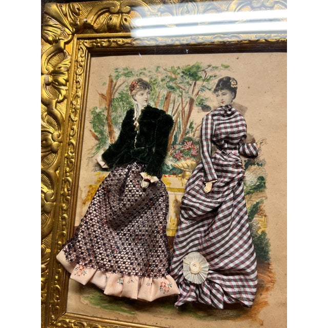 Victorian Antique Ladies in Gowns Shadow Box For Sale - Image 3 of 8