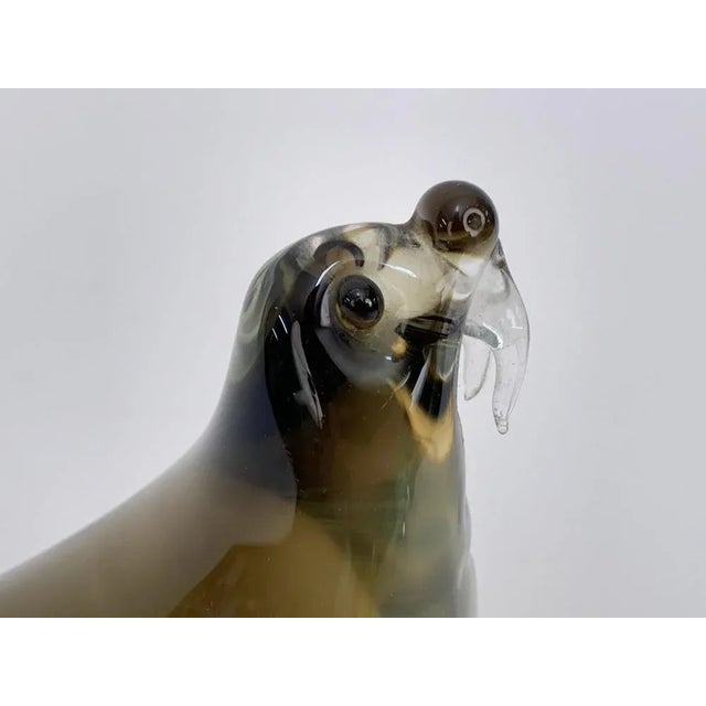 Mid-Century Modern Italian Black Brown Murano Glass Walrus Sculpture, Italy, 1960s For Sale - Image 6 of 17