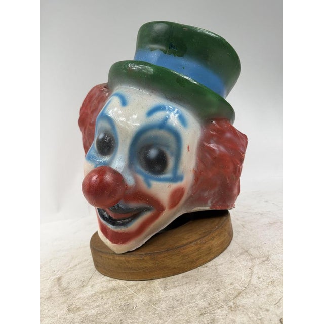 Fiberglass Clown Head Sculpture with Wooden Base, 1960s For Sale - Image 9 of 14